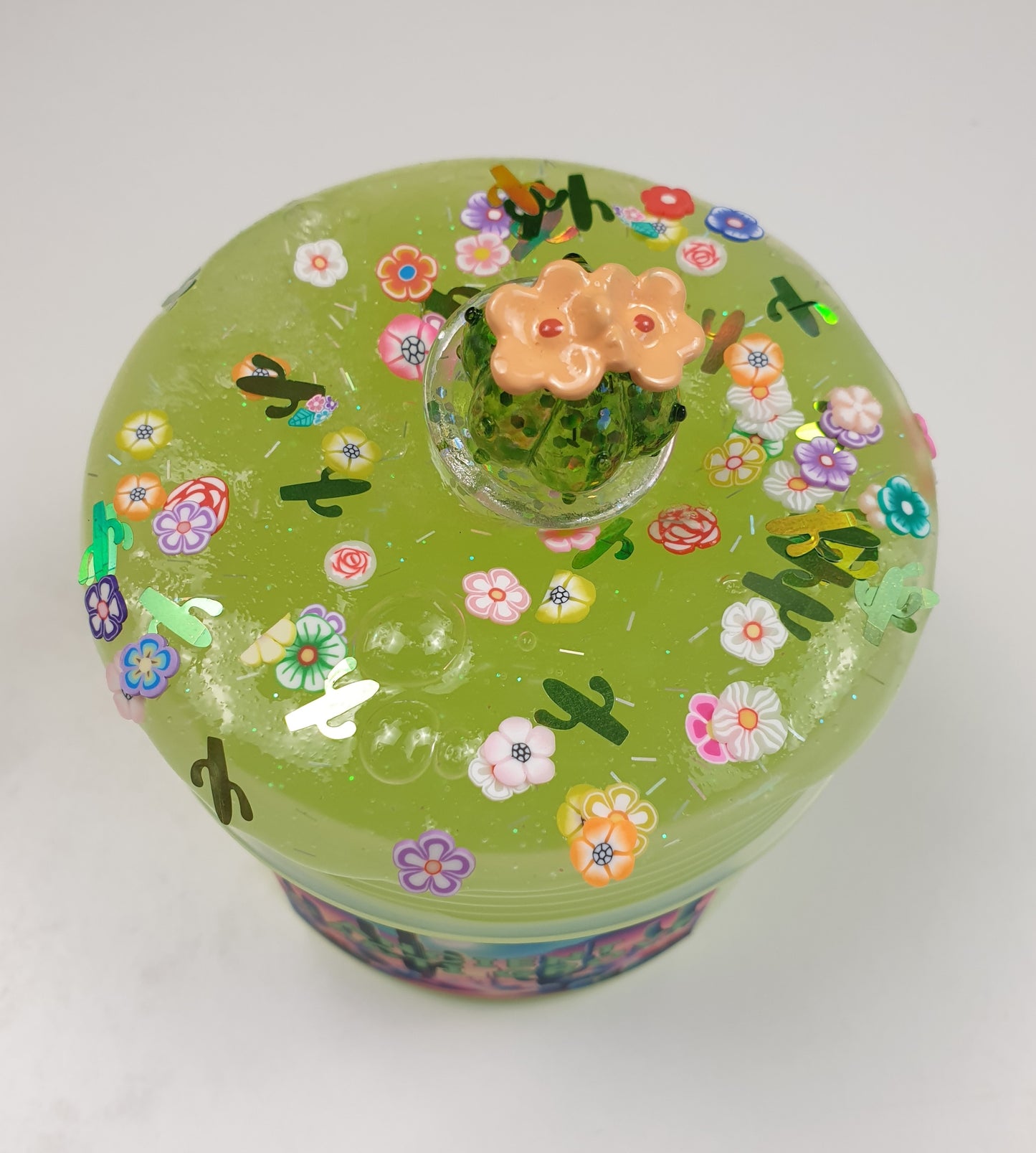 Green Clear Slime with Cactus Handmade in Australia