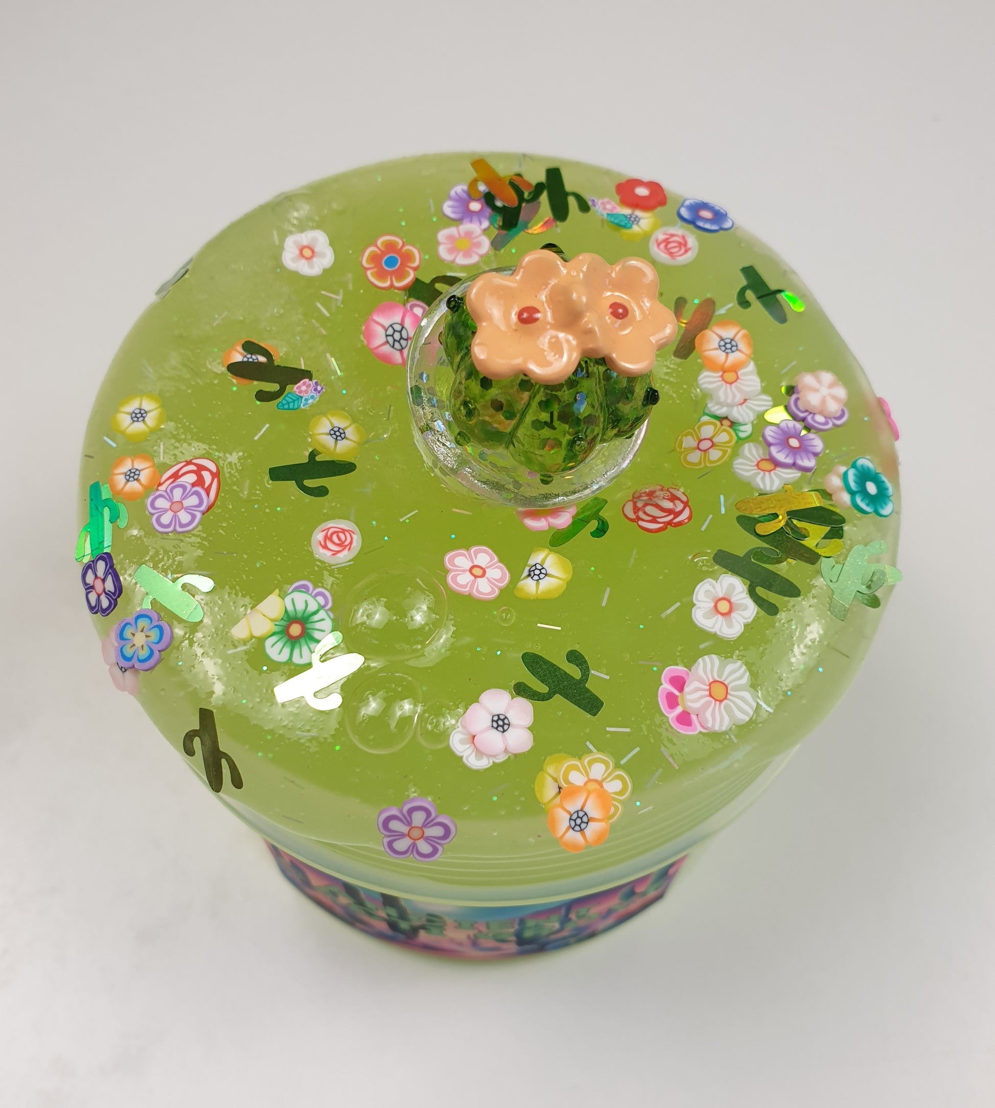 Green Clear Slime with Cactus Handmade in Australia