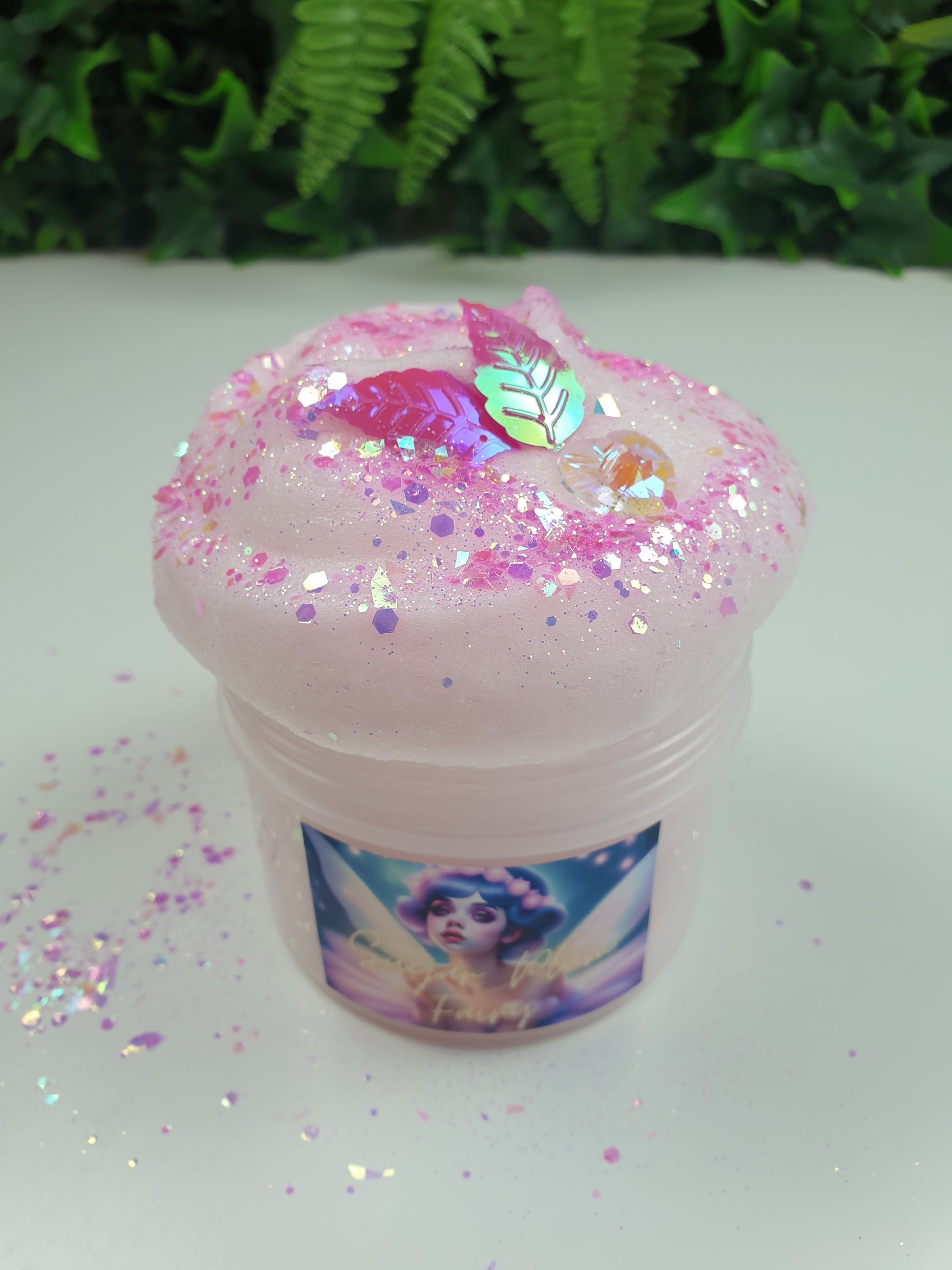 Pink Icee Slime with Sparkles Glitter and Hear Charm Handmade in Australia