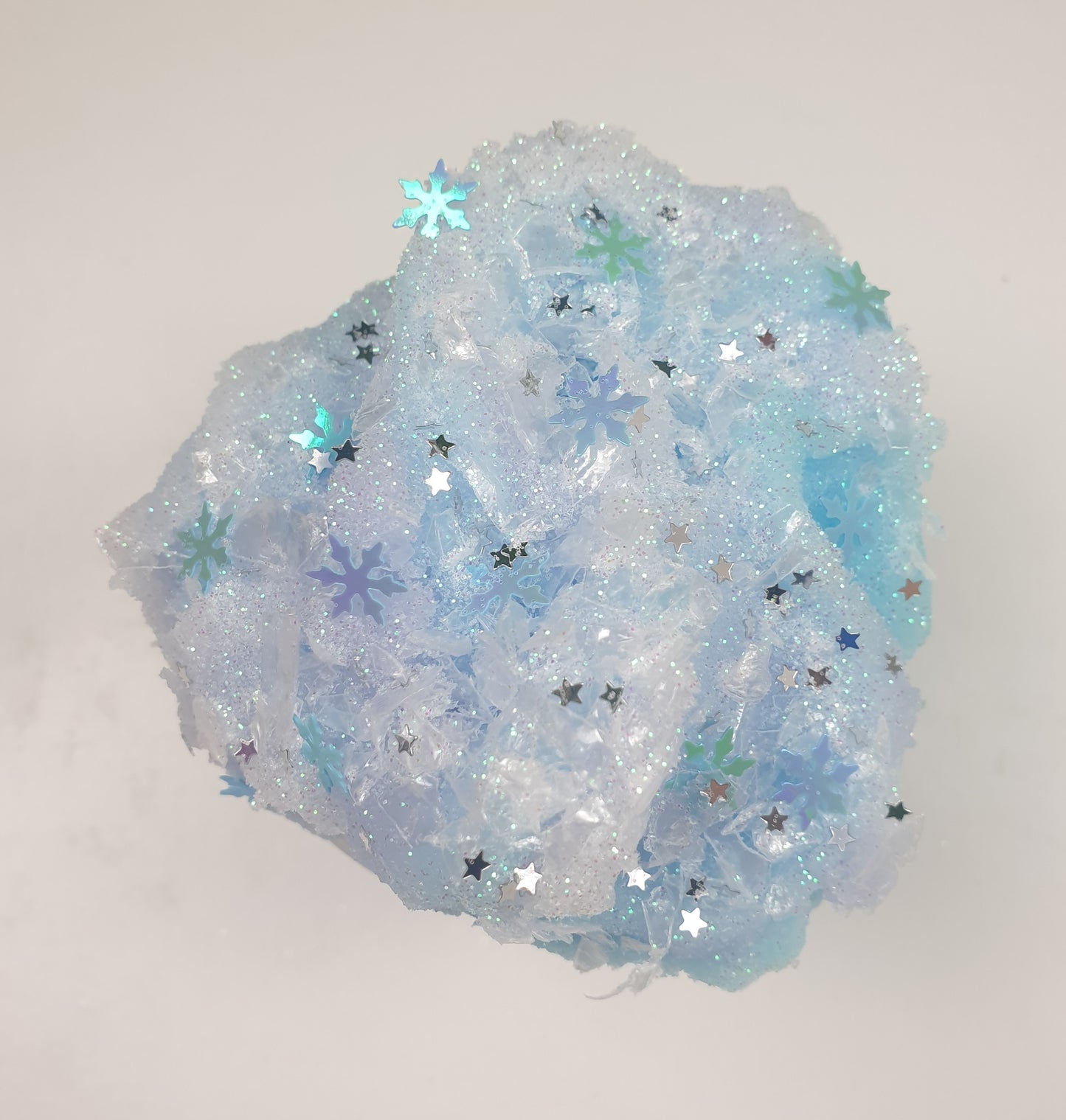 Blue Icee Slime with Snowflakes Stars and Snow Handmade in Australia