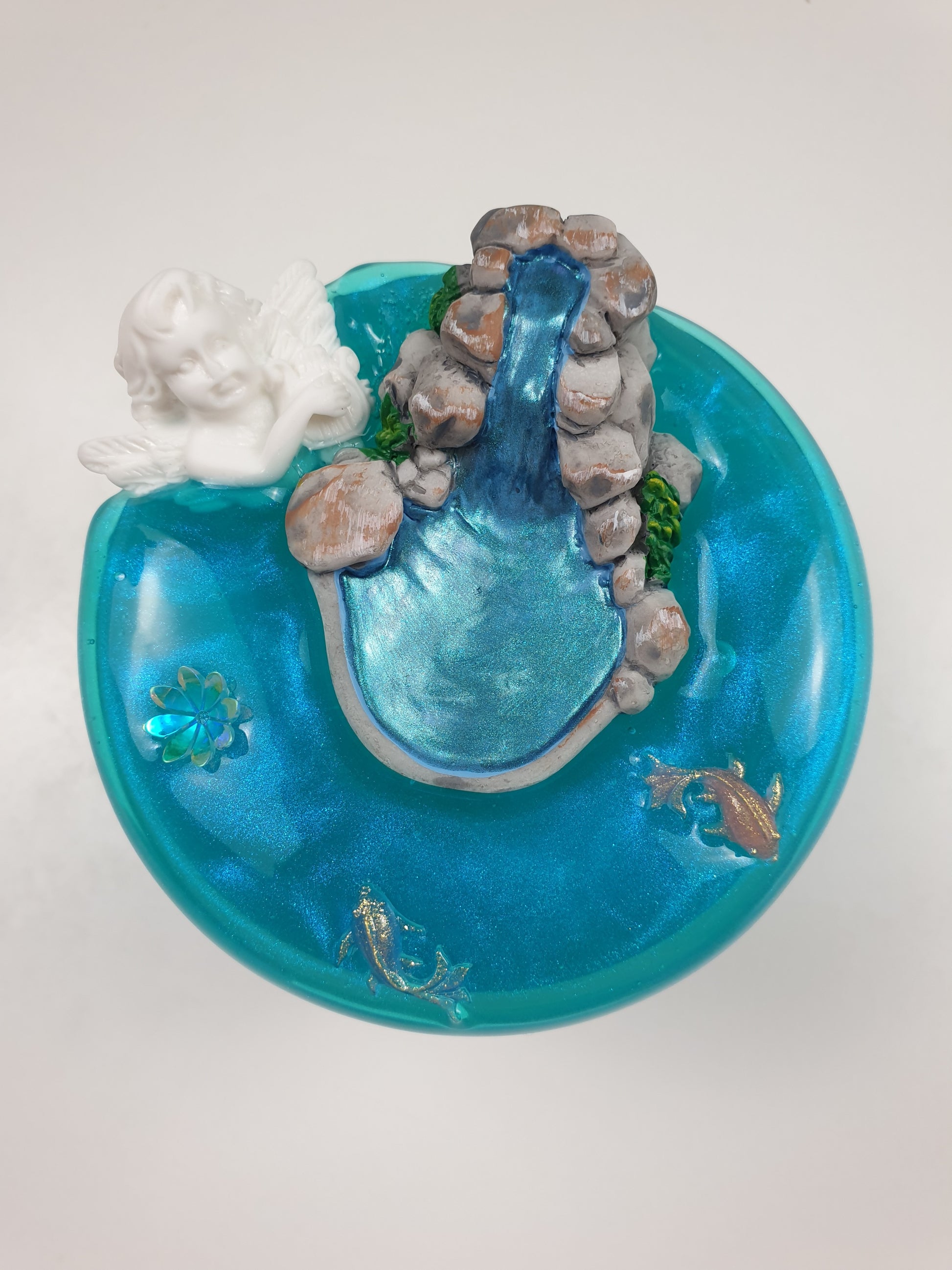 Blue Clear Slime with Fish and Fountain Handmade in Australia