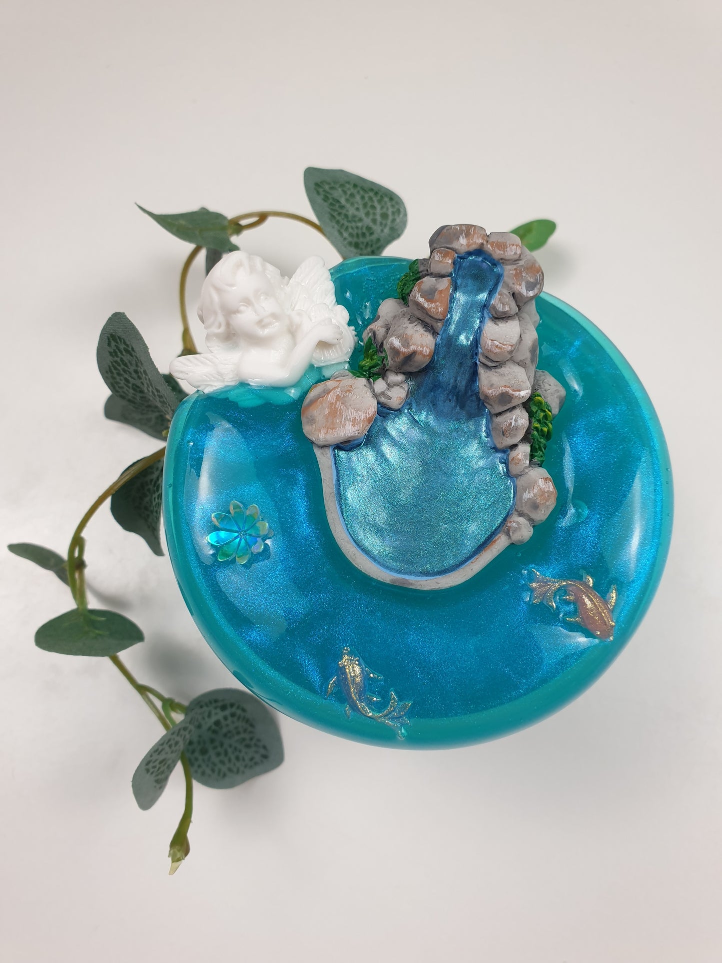 Blue Clear Slime with Fish and Fountain Handmade in Australia
