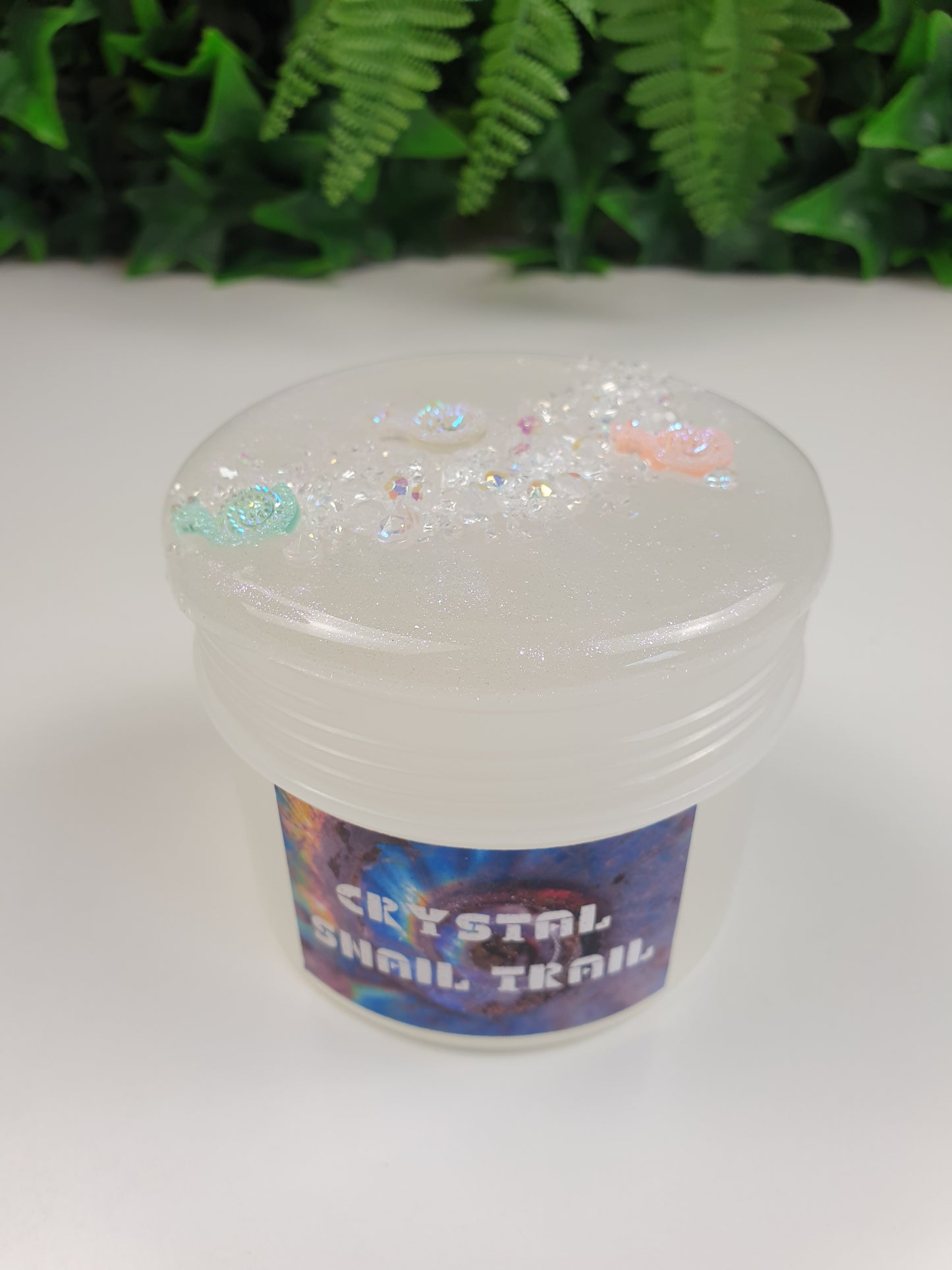 Clear Slime with Crystals Iridescent Sand and Glitter with Snail Charm Handmade in Australia