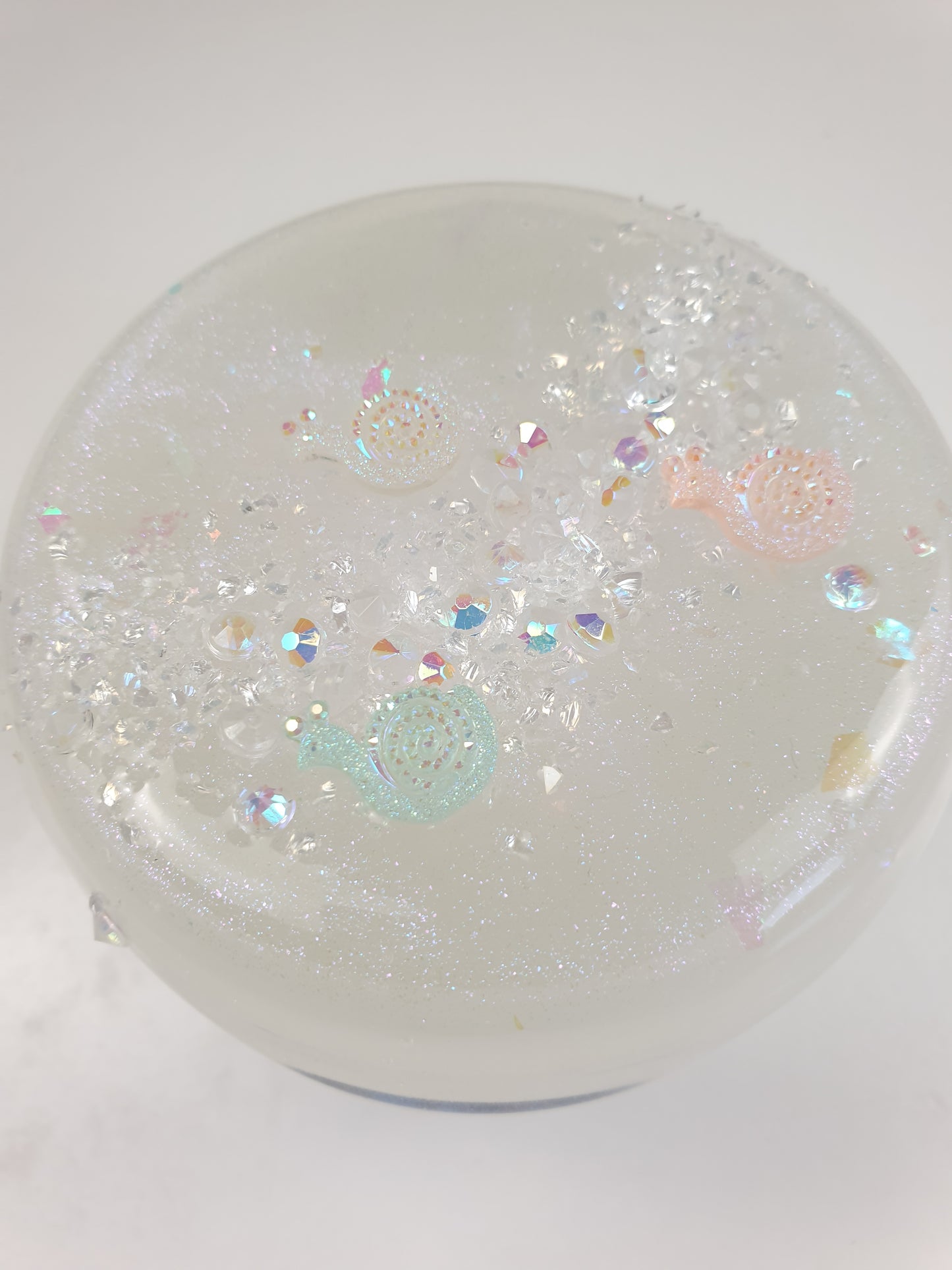 Clear Slime with Crystals Iridescent Sand and Glitter with Snail Charm Handmade in Australia