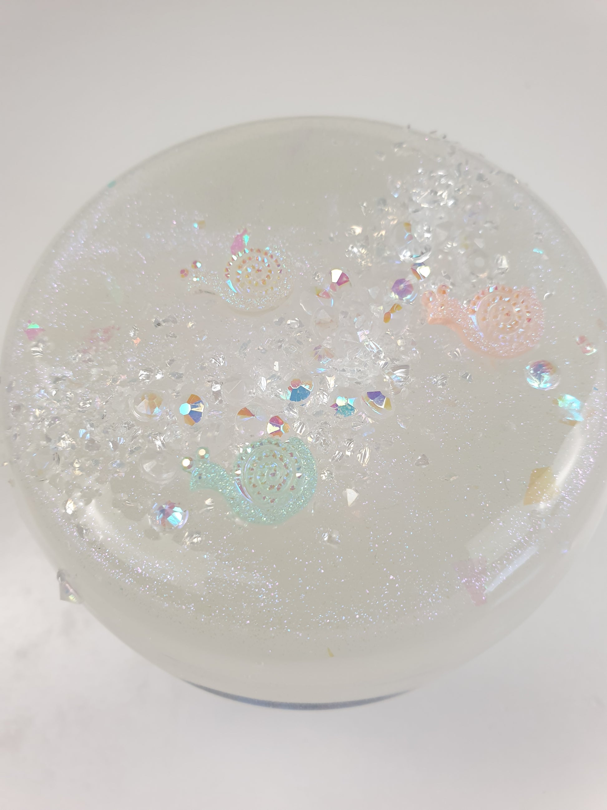 Clear Slime with Crystals Iridescent Sand and Glitter with Snail Charm Handmade in Australia