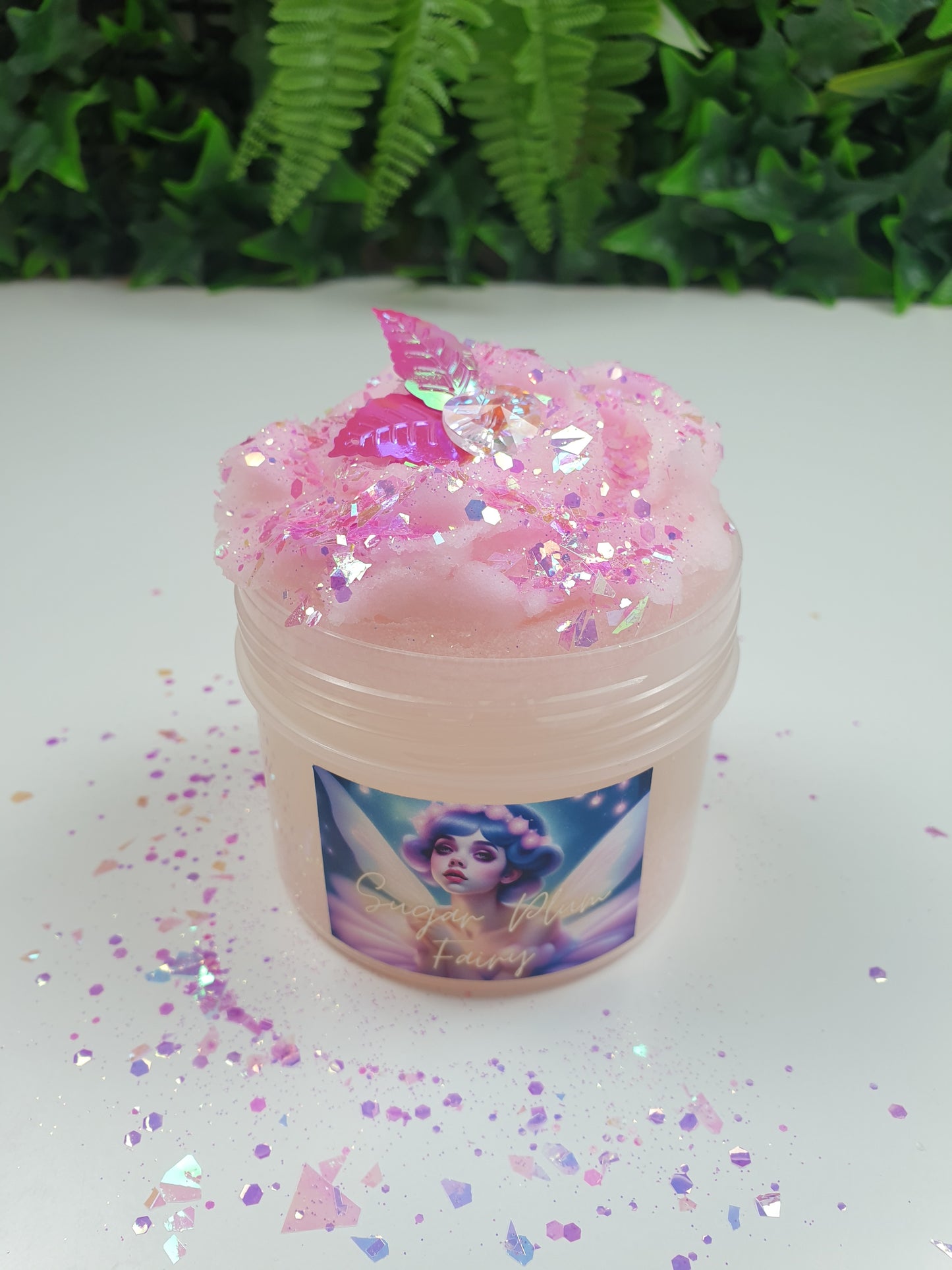 Pink Icee Slime with Sparkles Glitter and Hear Charm Handmade in Australia
