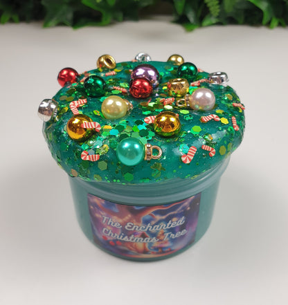Green Clear Slime with Christmas Beads and Candy Cane Fimos Handmade in Australia 
