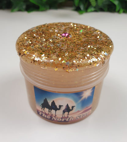 Gold Clear Slime with Glitter Sprinkle and Crystal Star Handmade in Australia