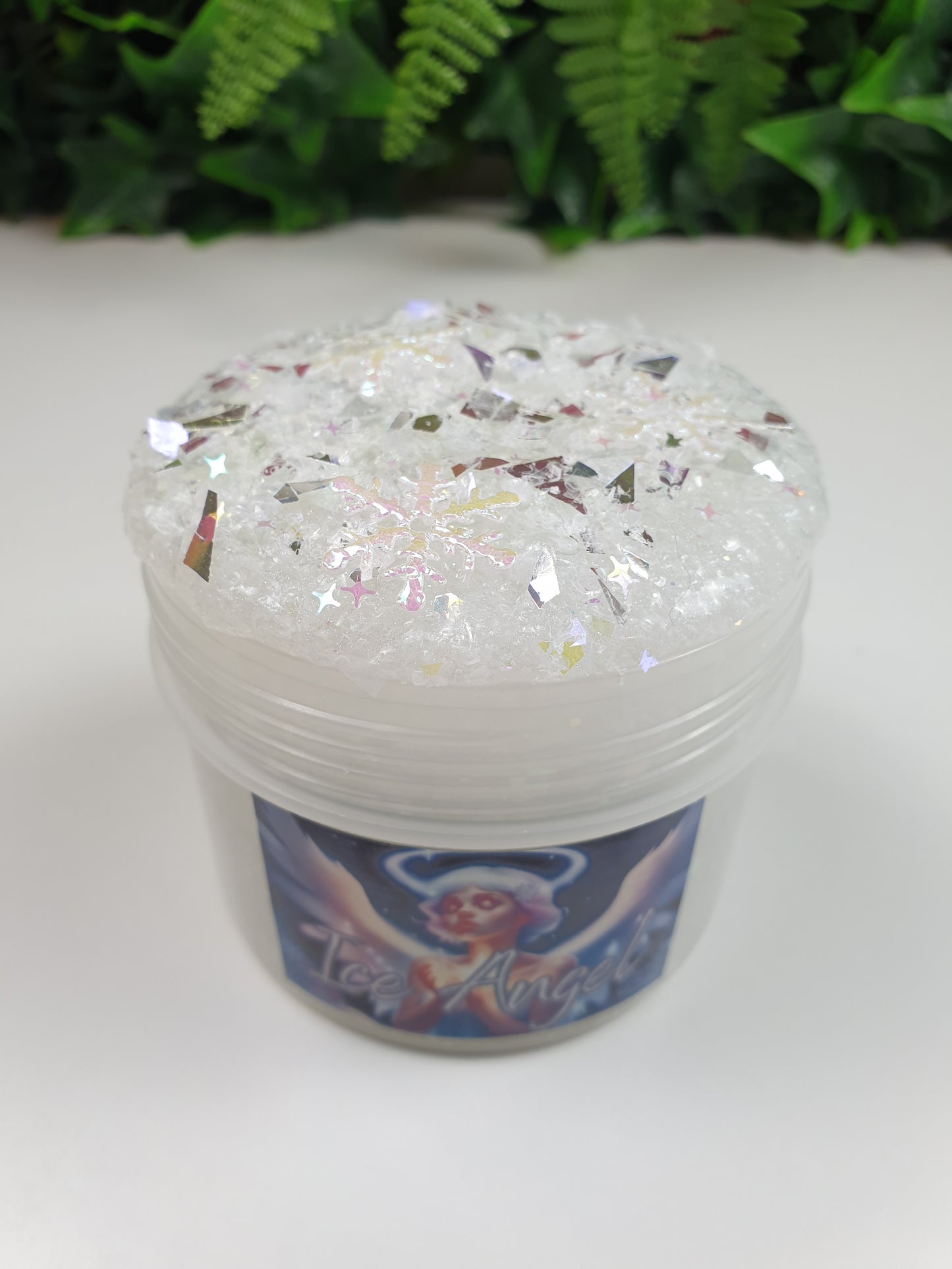 Clear Snow Fizz Slime with Snow and Snow Flake Handmade in Australia