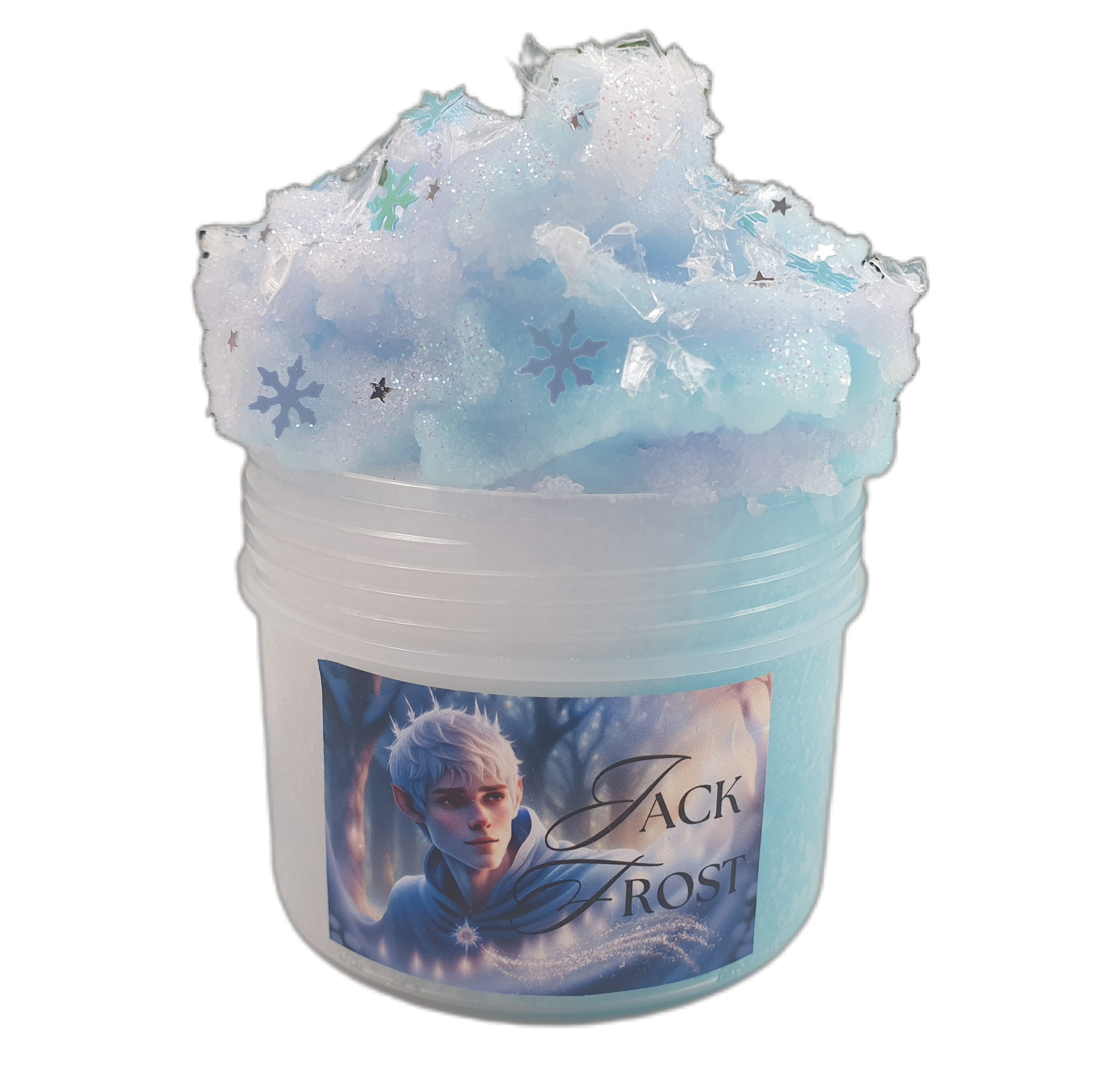 Blue Icee Slime with Snowflakes Stars and Snow Handmade in Australia