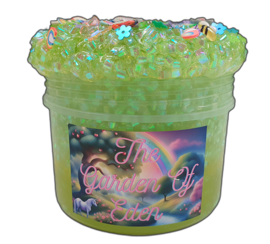 Green Bingsu Slime with Flowers Apples and a Tree Handmade in Australia