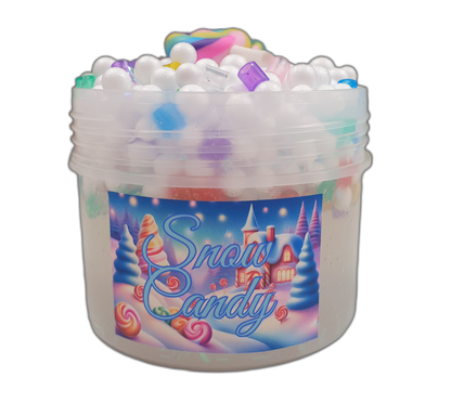 White Crunchy Slime with Foam Balls and Lollipop Charm Handmade in Australia